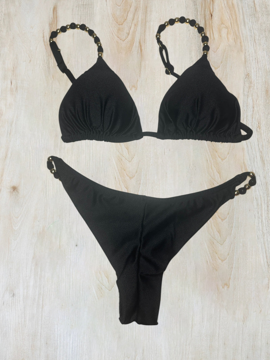 Bead Black Brazilian Bikini Top