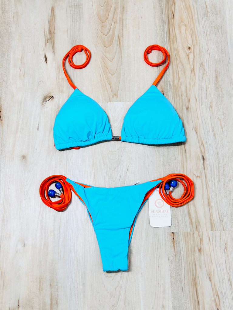 Plain Triangle Top with Side Tie Bikini Bottom