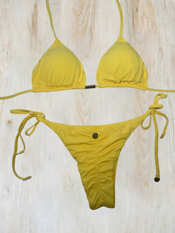 Sunshine Yellow Tie-String Bikini Set 01