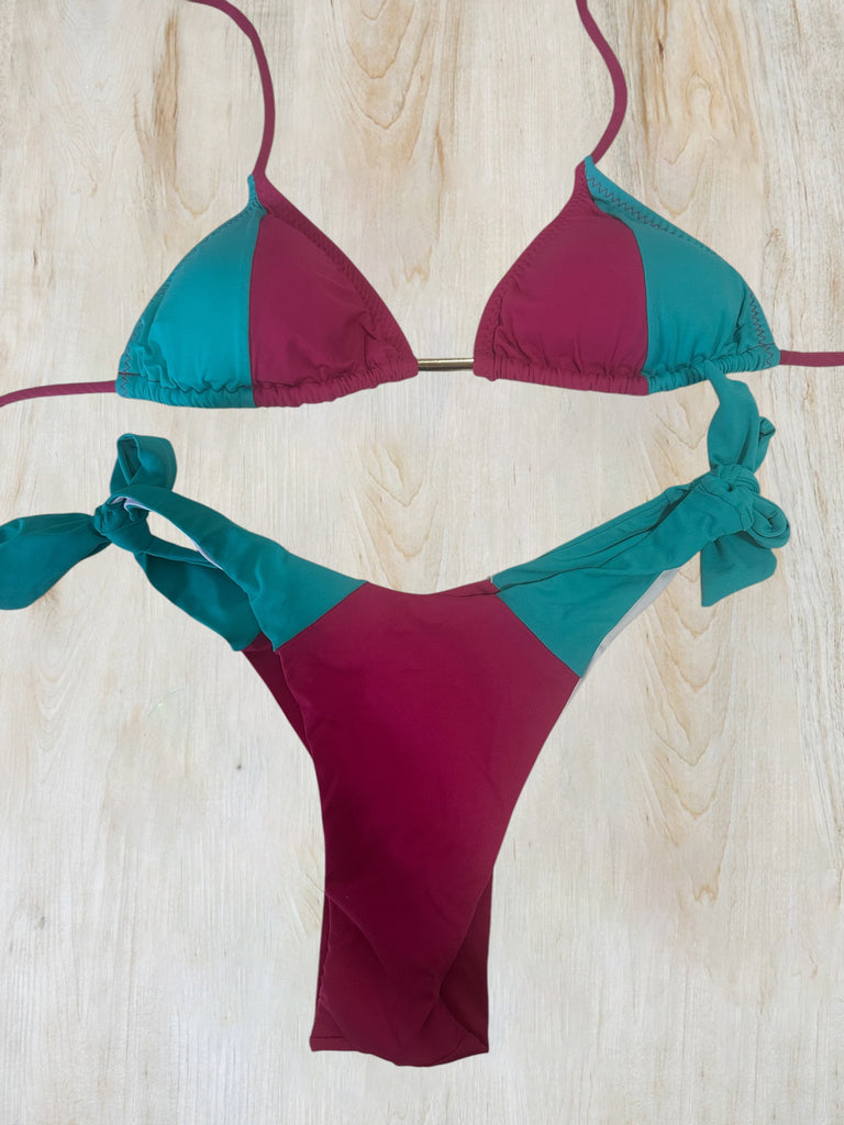 Vibrant Colorblock Triangle Bikini Set