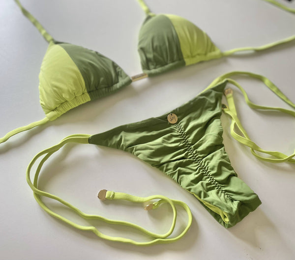 Bikini Side Ties -Militar/Light Green-