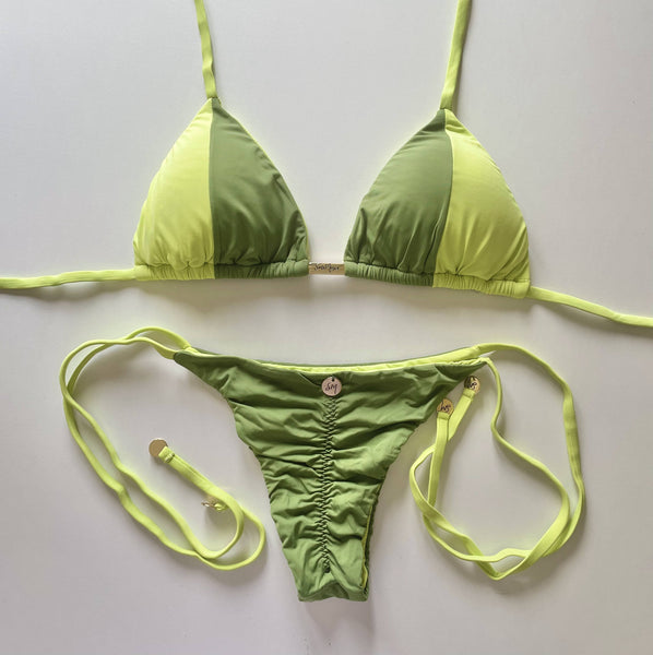 Bikini Side Ties -Militar/Light Green-