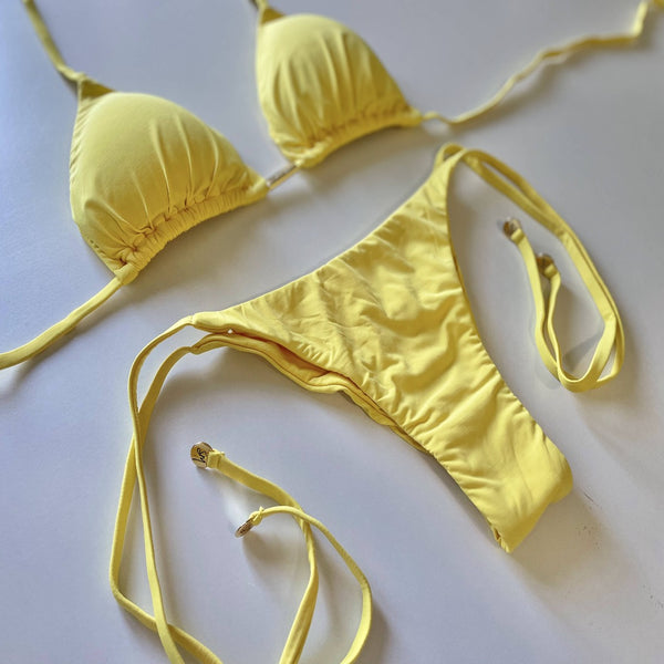 Bikini Side Ties - Yellow-
