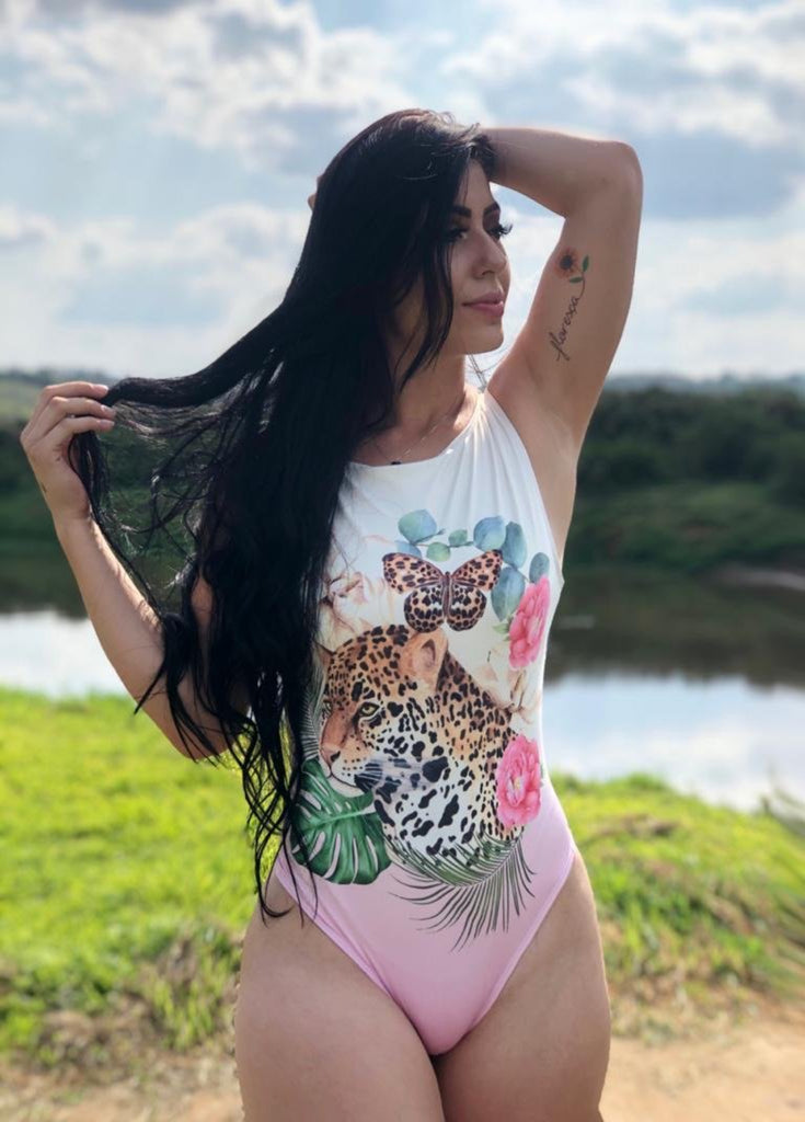 Tropical Wildlife Print One-Piece Swimsuit