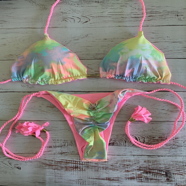 Top with Side Tie Bottoms (Tie Dye)