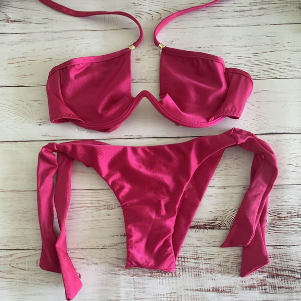 Top W With Side Tie Bottoms (Pink)